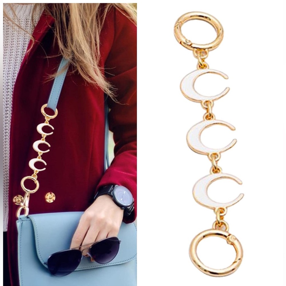 Purse Chain Strap Extender “C” Design NWT Gold & White